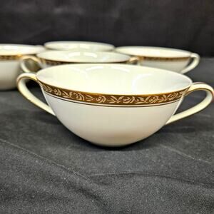 Noritake China Ashleigh Soup Cup Cream and Gold Classic Collectible